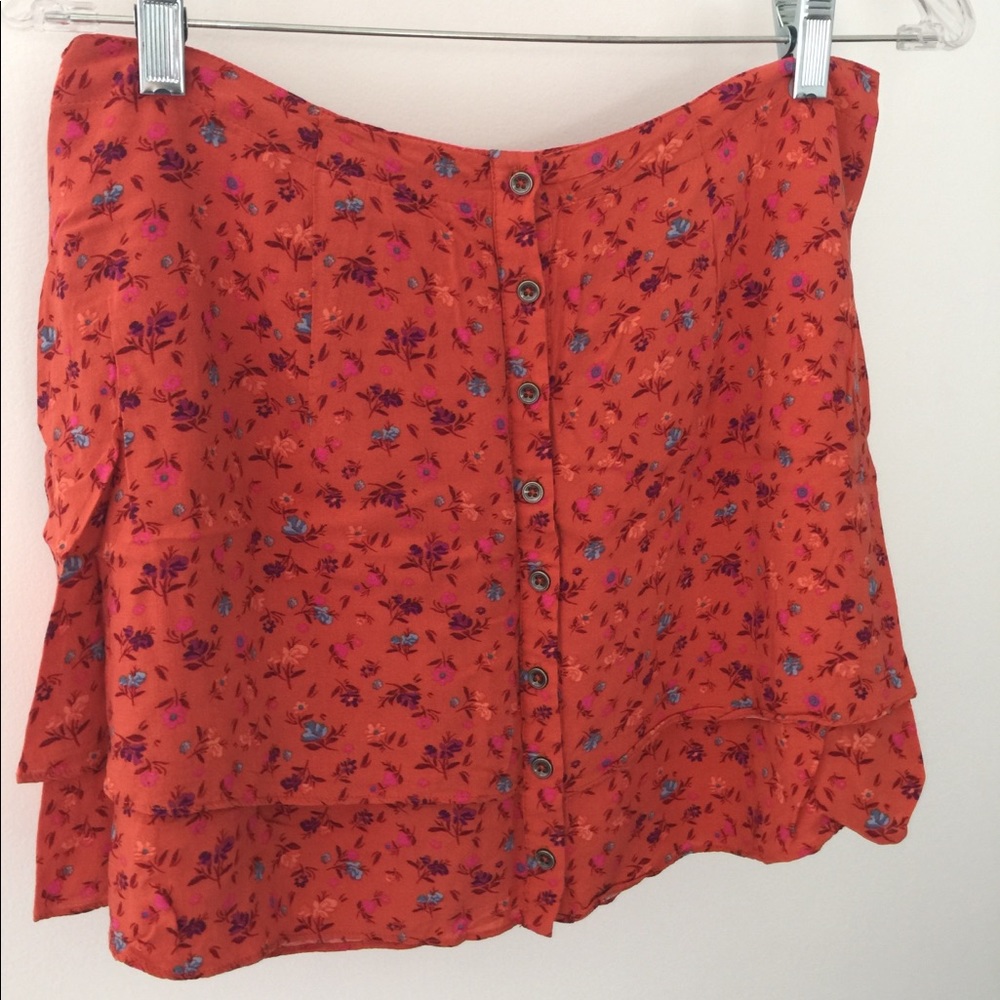 Free People Orange Floral Skirt size Small
